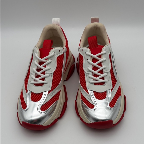Steve Madden Red Silver Platform Sneakers - Picture 2 of 4